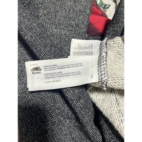 Roots Hoodie Mens Extra Large Grey Canada Buffalo Plaid Maple Leaf Heritage XL - Picture 6 of 10